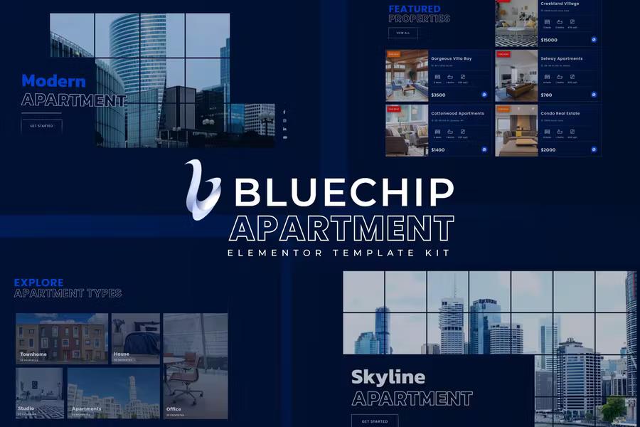 Bluechip – Apartment & Property Elementor Template Kit Latest Version