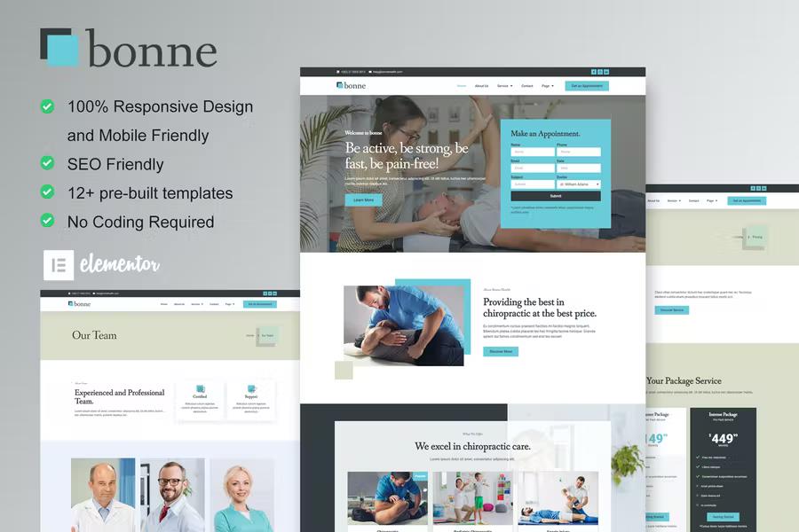 Bonne – Chiropractic & Physiotherapy Elementor Template Kit Latest Version