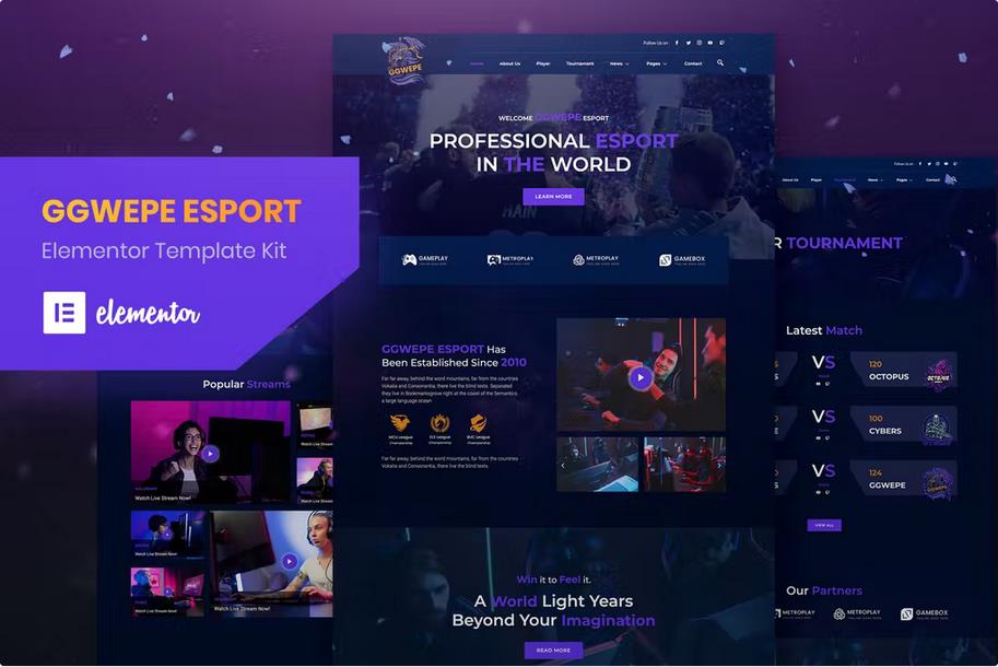 GGWEPE – Esports & Gaming Elementor Template Kit Latest Version