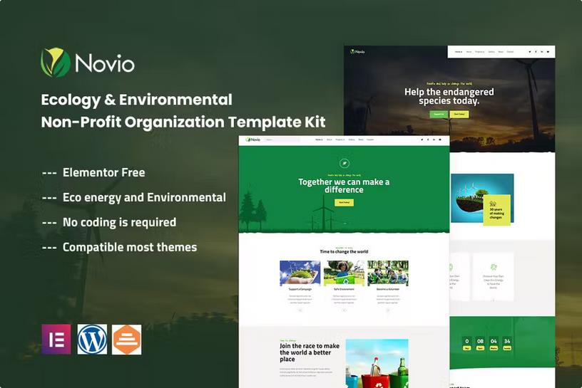 Novio – Ecology & Environmental Non-Profit Organization Template Kit Latest Version