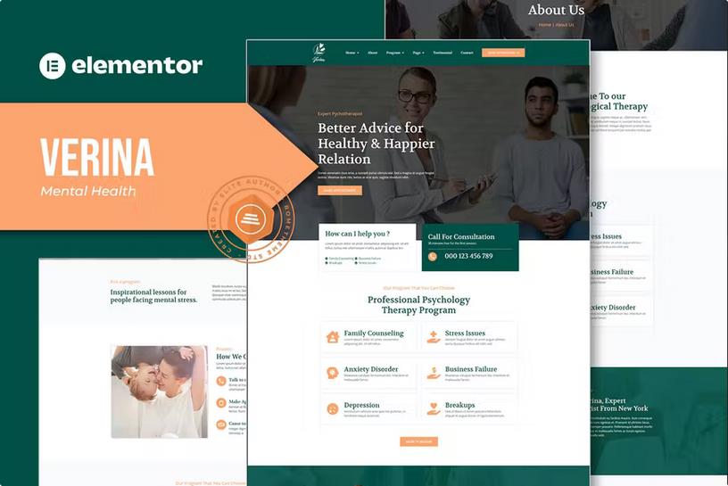 Verina – Mental Health Elementor Template Kit Latest Version
