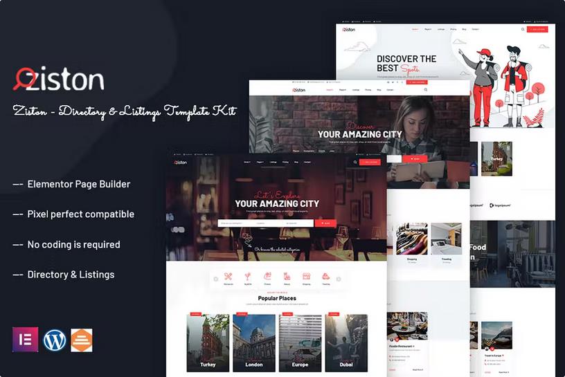 Ziston – Directory & Listings Elementor Template Kit Latest Version