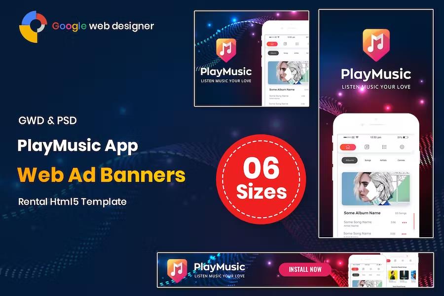 Play Music App Banners GWD Latest Version