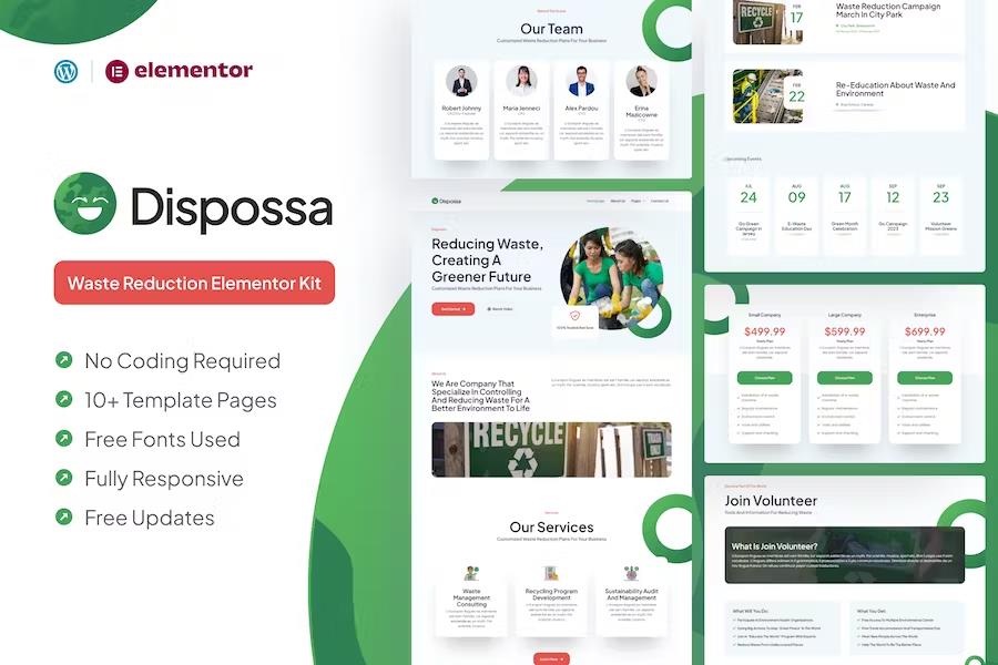 Dispossa – Waste Reduction Elementor Pro Template Kit Latest Version